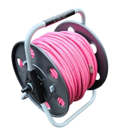Metal Claber Reel With 100m of Hi Vis PINK Hose