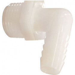 Male Nylon Elbow 3/4" Thread x Hose Tail 12mm