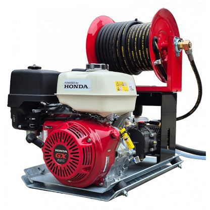 Industrial Pressure Washer - Honda GX390 21 LPM Powerwasher Skid Frame - Electric Start Option + 30M Reel