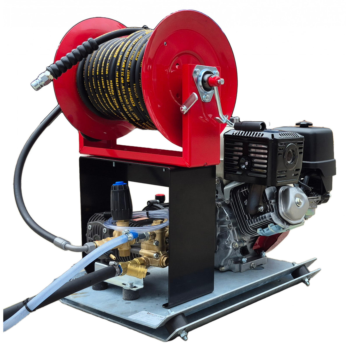 Industrial Pressure Washer - Honda GX390 21 LPM Powerwasher Skid Frame - Electric Start Option + 30M Reel