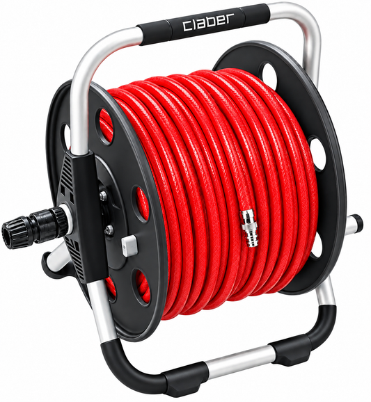 Metal Claber Reel With 100m of red hose