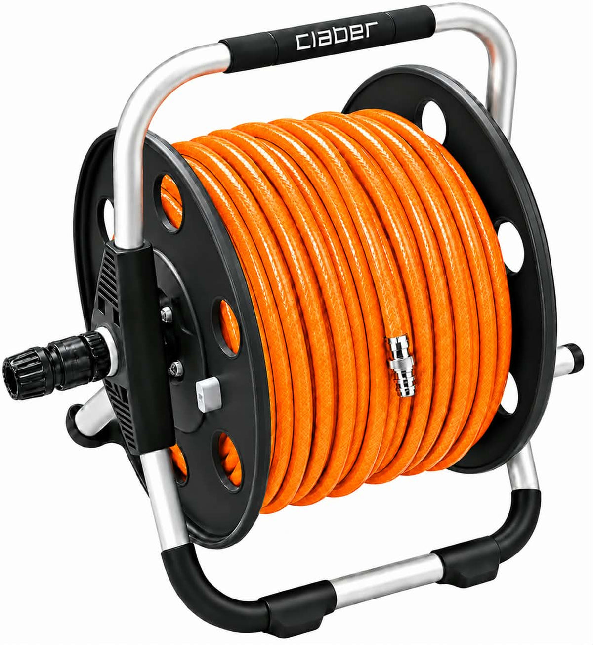 Metal Claber Reel With 100m of Hi Vis Orange Hose
