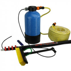 Solar panel cleaning kit with DI resin and pole