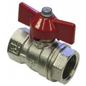 1/4" Ball Valve F/F T-Handle Red